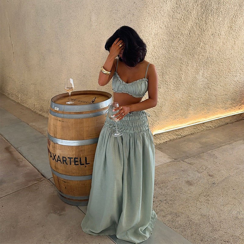 Women's Airy Two-Piece Set with Ruffle Details