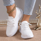 Women's Breathable Athletic Sneakers with Elastic Mesh Upper