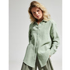 Casual Women's Long-Sleeve Blouse in Light Plaid Design