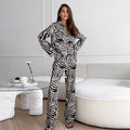 Elegant Zebra Print Plus Size Pajama Set