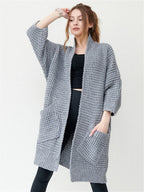 Women's Cozy Knit Coat with Large Pockets and Casual Cut