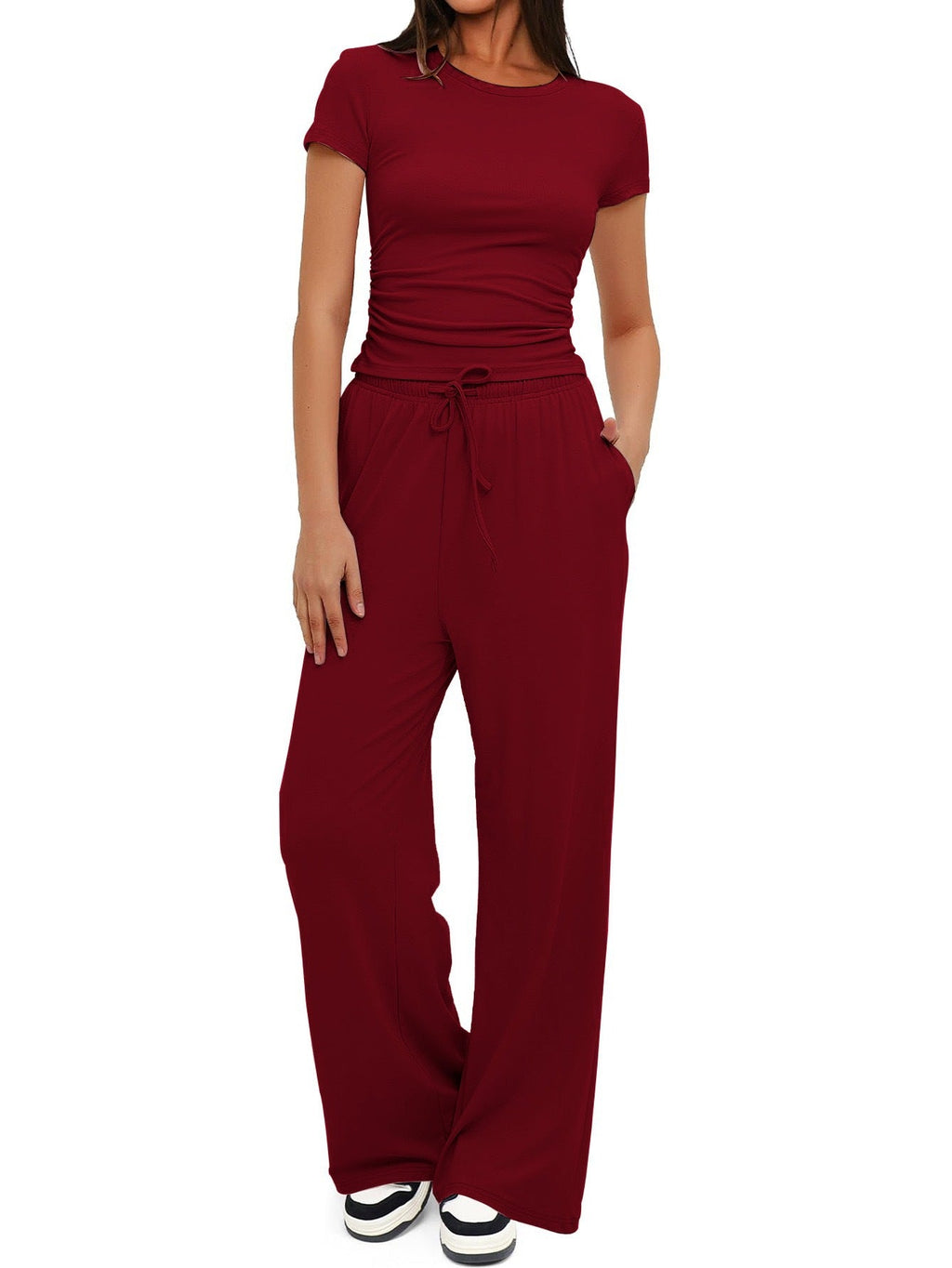 Women's Comfortable Leisure Set with Elastic Waist and Cozy Top
