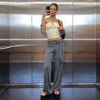 Women's Flowing Palazzo Pants with Stylish Wrap Tie