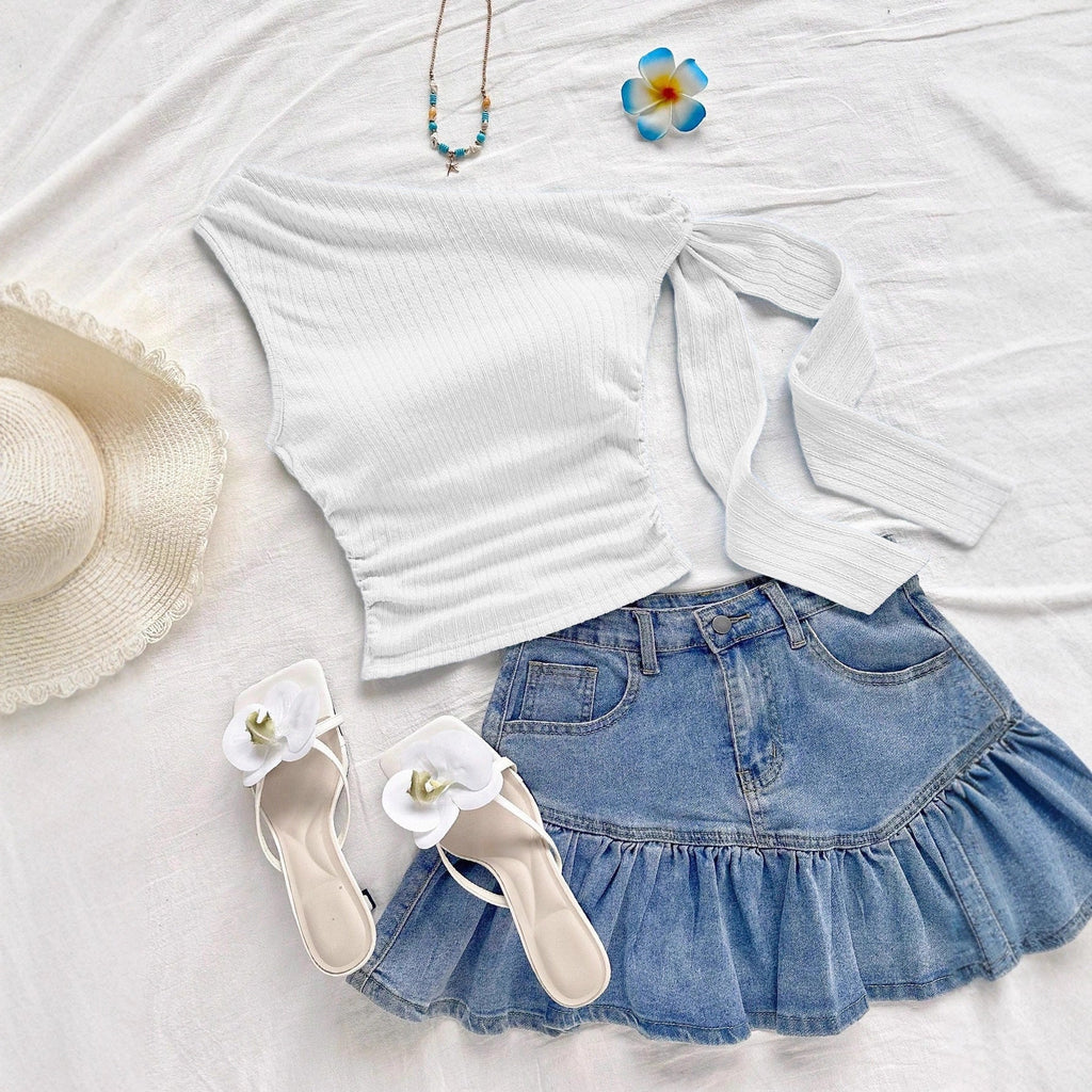 Women's Asymmetric Ruffled Top