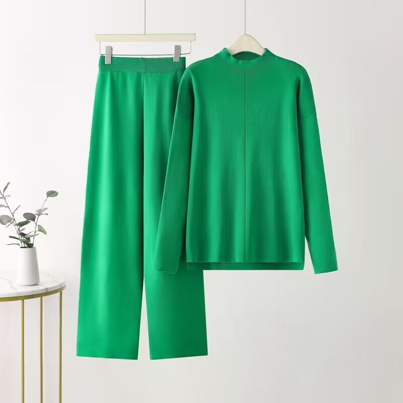 Elegant Long-Sleeve Top and Palazzo Pants Set