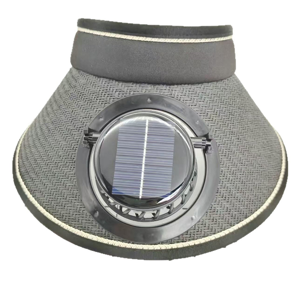 Adjustable Sunshade with Removable Solar Fan and Breathable Straw Effect