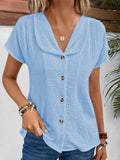 Women's Blouse with Stylish Shawl Collar and Decorative Button Details