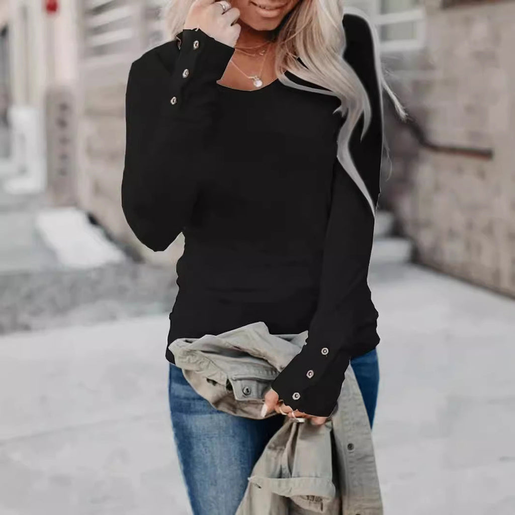 Women's Long Sleeve Shirt with Elegant Button Details