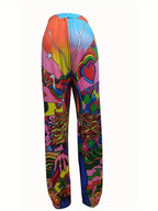 Women's Casual Graphic Print Pants with Elastic Waist