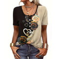Women's Blouse Shirt with Floral Design and Button Details