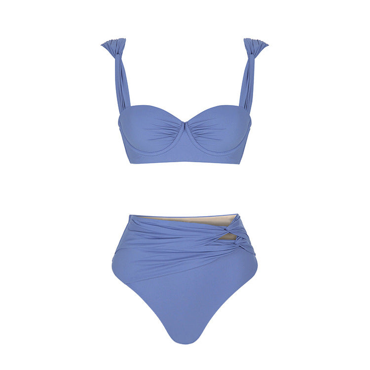 Women's Swimsuit with Draping and Gold Accents