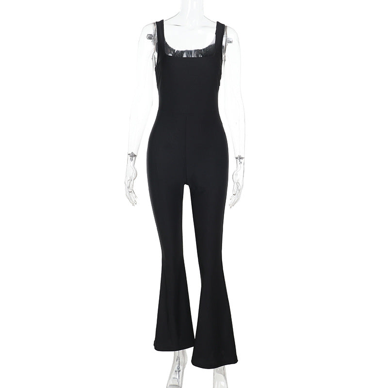 Elegant Wrap Jumpsuit with Deep Neckline and Flared Legs