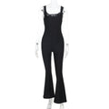 Elegant Wrap Jumpsuit with Deep Neckline and Flared Legs