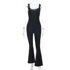 Elegant Wrap Jumpsuit with Deep Neckline and Flared Legs