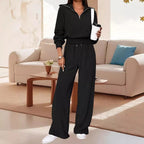 Women's Casual Zipper Wide-Leg Jumpsuit