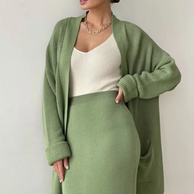 Elegant Knit Set with Back Slits