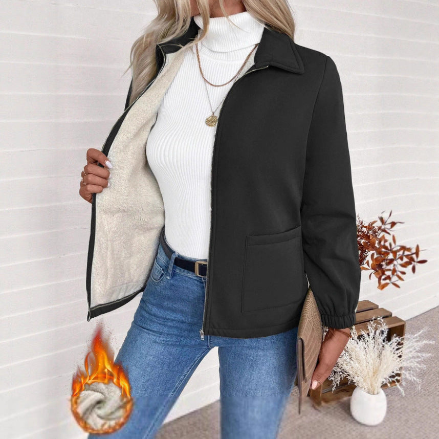 Women's Casual Quilted Jacket with High Collar