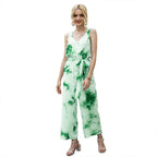 Casual Jumpsuit with Tie Belt and Button Placket