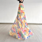 Women's Maxi Skirt with Floral Chiffon Design and Flowing Hem
