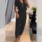 Women's Jumpsuit with High Neck and Side Zipper