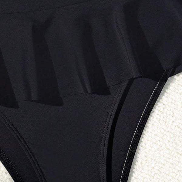 Women's Swim Set with Elegant Ruffle and High Waist