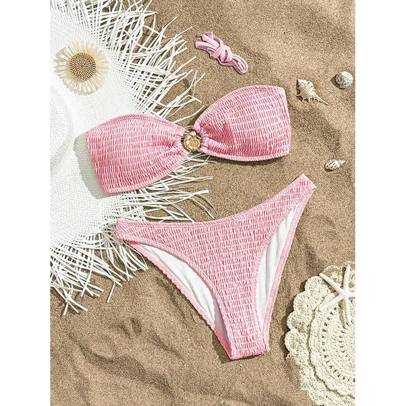 Women's Bandeau Bikini with Ruched Design