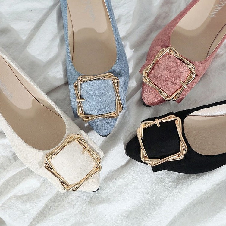 Women's Ballet Flats with Elegant Decorative Buckle