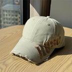 Men's Distressed Cotton Baseball Cap