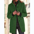 Women's Elegant Wool Jacket with Pockets and Button Closure