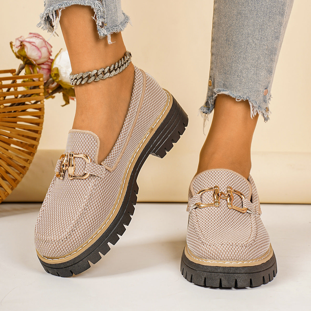 Women's Breathable Slip-On Sneakers with Decorative Detail