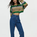 Women's Striped Crop Sweater