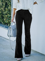 Women's High-Waisted Flared Corduroy Pants