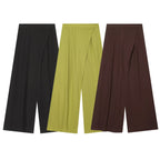 Women's Elegant Wide-Leg High-Waisted Trousers with Asymmetric Cut