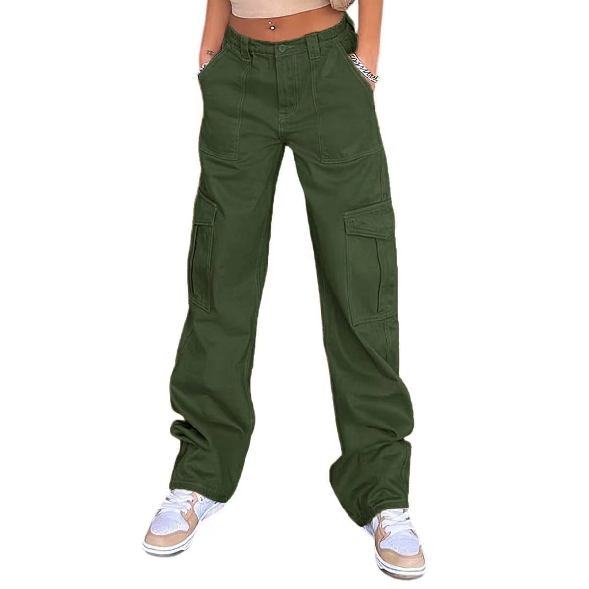 Women's Wide-Leg Cargo Pants with Practical Side Pockets