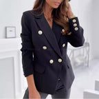 Women's Elegant Blazer Suit with Gold Button Details