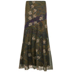Women's Long Vintage-Style Floral Skirt with Flowing Cut