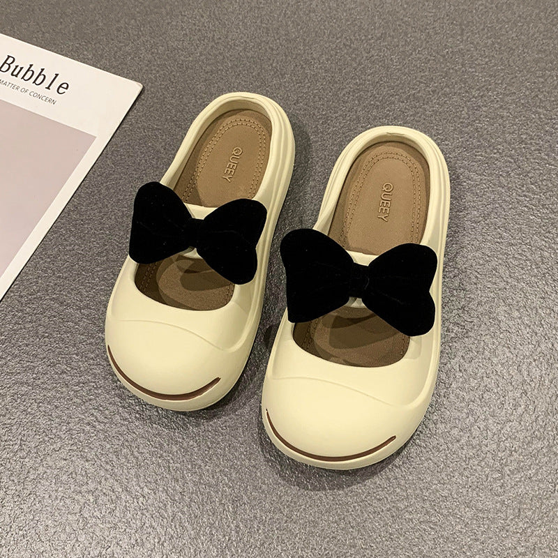 Women's Ballet Flats with Bow Detail and Non-Slip Sole