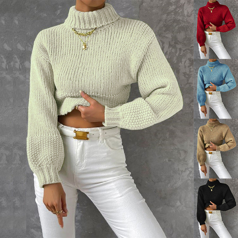 Women's High-Neck Chunky Knit Sweater