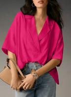 Women's Airy Short-Sleeve Blouse in Modern Oversized Cut
