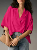 Women's Casual V-Neck Blouse with Wide Sleeves