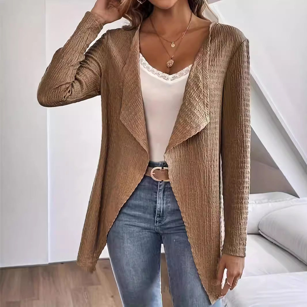 Women's Elegant Asymmetric Textured Cardigan