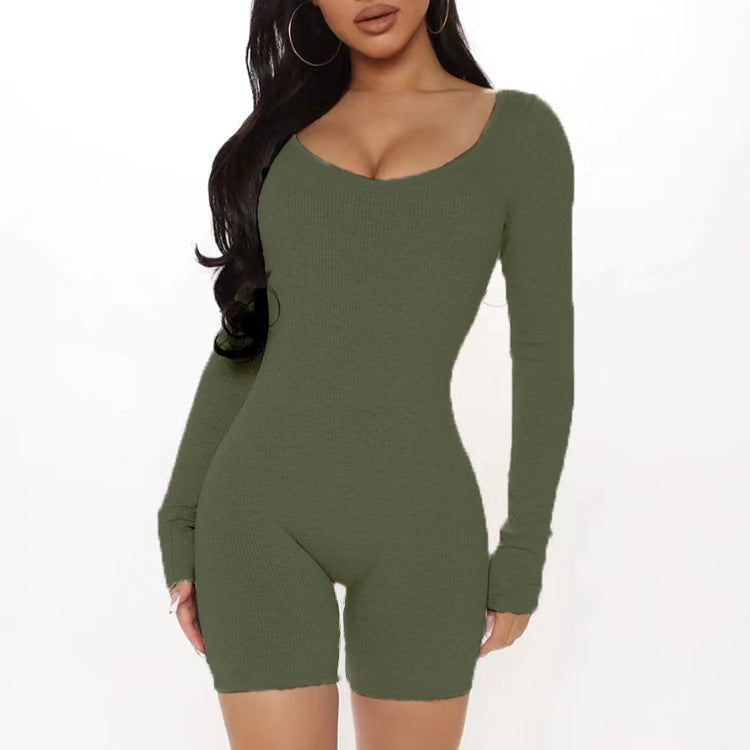 Women's Long Sleeve Ribbed Jumpsuit
