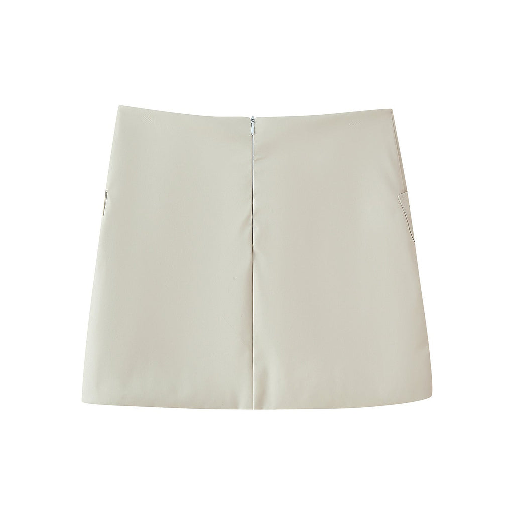 Women's Mini Skirt with Decorative Lace-Up Details and Pockets
