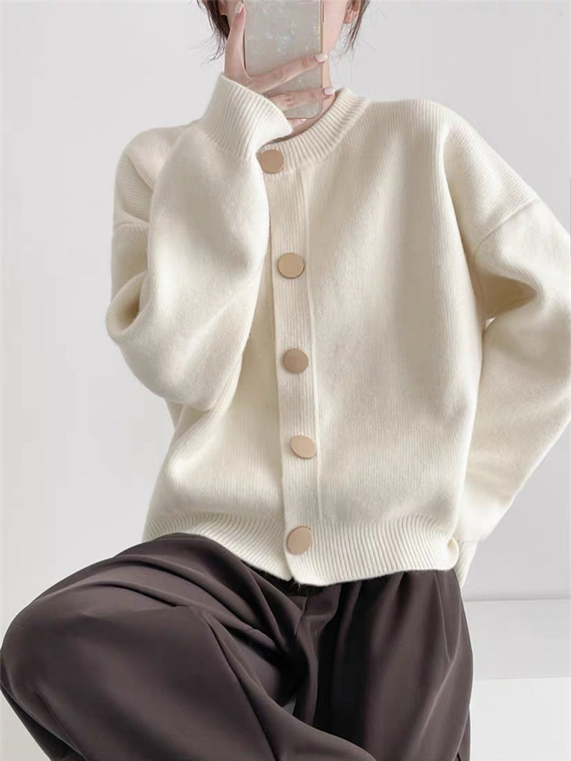 Women's Cozy Knit Cardigan with Button Detail
