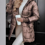 Women's Long Lined Winter Jacket with Hood