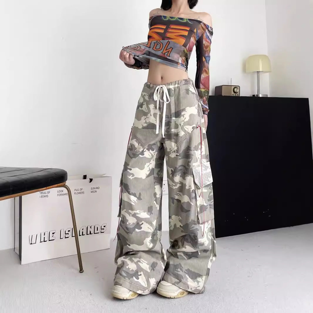 Women's Oversized Cargo Pants with Camouflage Design