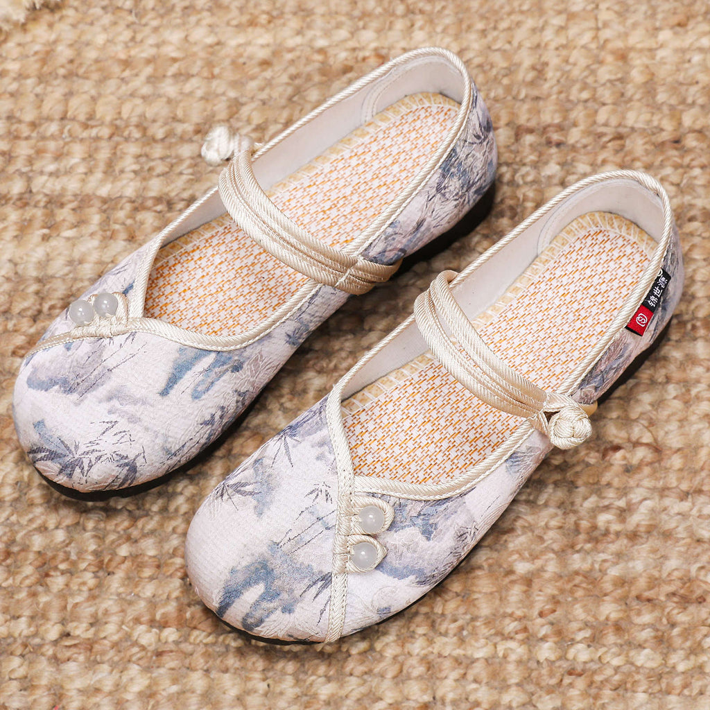 Women's Ballet Flats with Button Detail