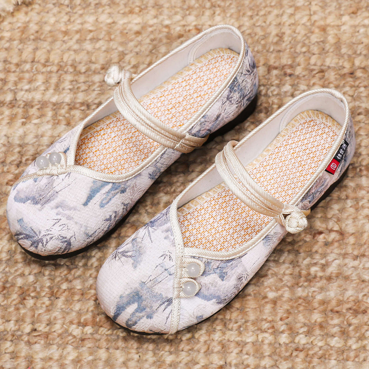 Women's Ballet Flats with Button Detail