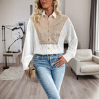 Women's Blouse with Sparkling Sequins and Elegant Collar
