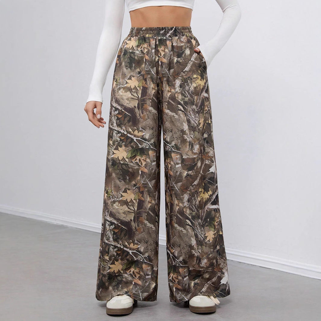 Women's Casual Palazzo Pants in Modern Camouflage